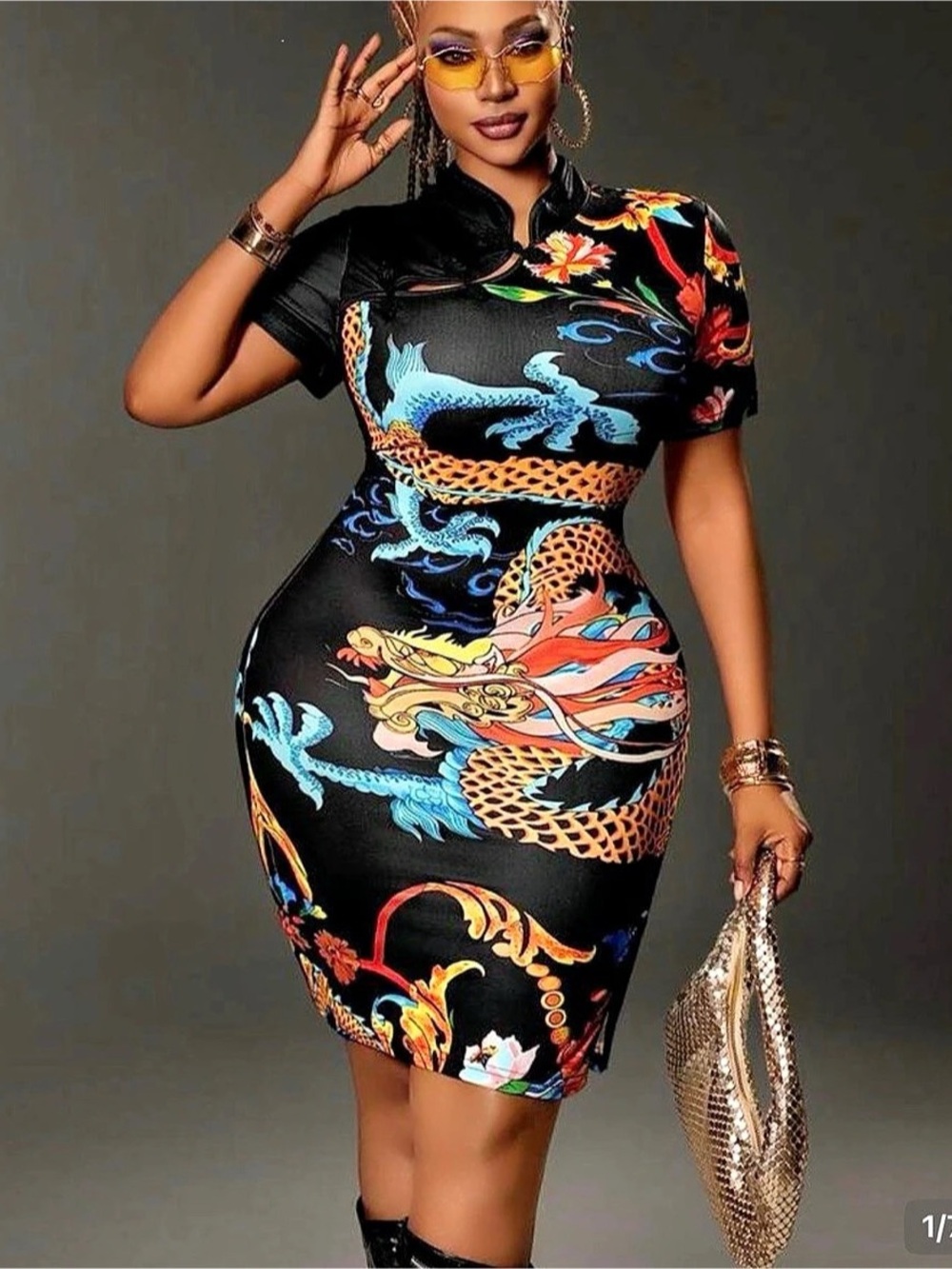 Women's Mini Dress in Black & Multicolor Like New